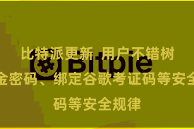 比特派更新 用户不错树立资金密码、绑定谷歌考证码等安全规律